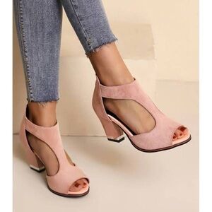 BUTITI - Cutout Peep-Toe Pump Women - pink faux suede - size 9.5 - new